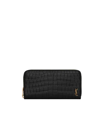 Saint Laurent Zip-around Wallet In Black