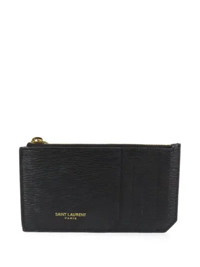 Pre-owned Saint Laurent Zip-fastening Card Case In Black