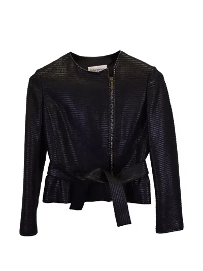 Pre-owned Saint Laurent Zipped Belted Cropped Jacket In Black