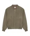 Saint Laurent Zipped Bomber Jacket In Green