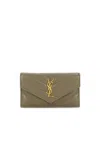 Saint Laurent Zipped Fragments Credit Card Case In Strong Moss