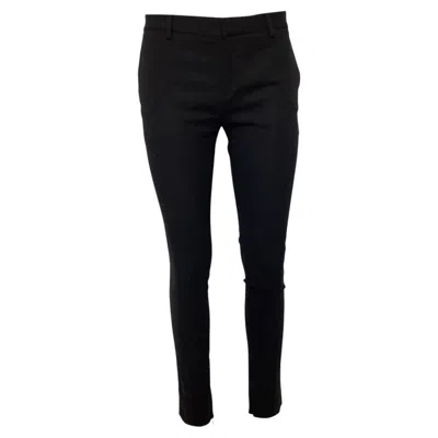 Pre-owned Saint Laurent Zipped Hem Detail Slim Fit Trousers In Black Wool