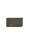 Saint Laurent Zipper Card Bag In Brown