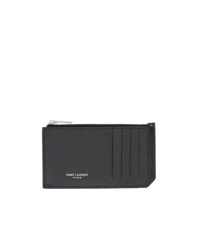 SAINT LAURENT SAINT LAURENT LOGO STAMP ZIP-UP WALLET