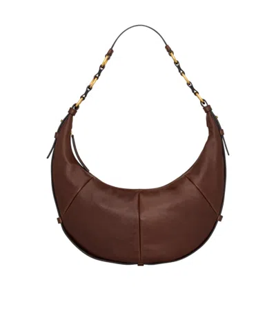 Saint Laurent Saharienne Leather Shoulder Bag In Brown