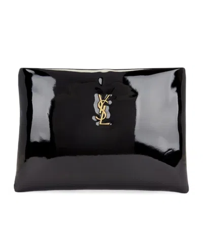 Saint Laurent Zippered Clutch In Black