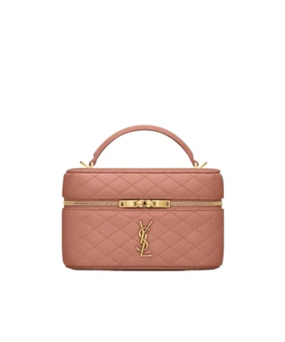 Saint Laurent Zippered Cosmetic Bag In Brown