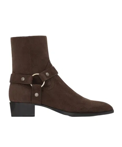 Saint Laurent Zippered Short Boots In Green