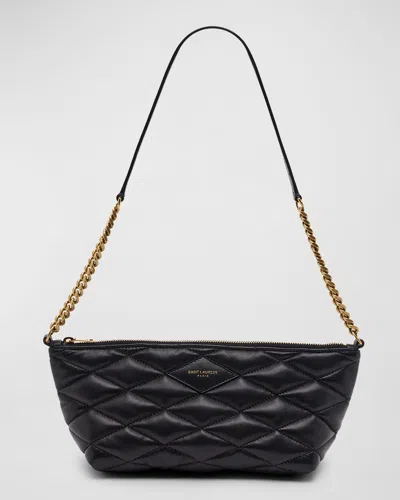 Saint Laurent Ziptop Mini Shoulder Bag In Quilted Smooth Leather In Black