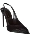 Saint Laurent Zoe 105 Satin & Suede Slingback Pump In Black