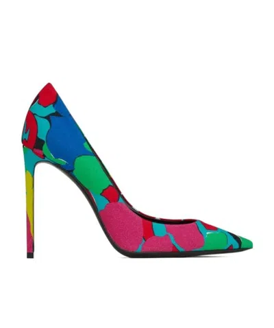 Saint Laurent Zoe 105mm Floral-print Pumps In Multicolor