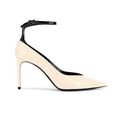 Pre-owned Saint Laurent Zoe 85 Patent Leather Pumps In Beige