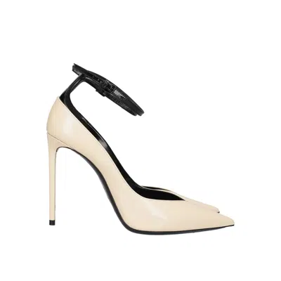 Saint Laurent Zoe Leather Pumps In White