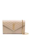 Saint Laurent Monogram-plaque Quilted Shoulder Bag In White