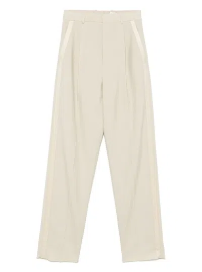 Saint Laurent High-waisted Tuxedo Trousers In Neutrals