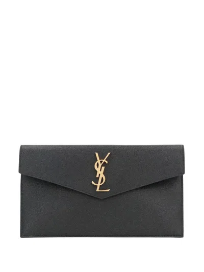 Saint Laurent Medium Pouch With Monogram In Black