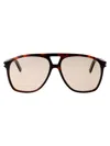 Saint Laurent Tortoiseshell Sl 596 Dune Rectangular Sunglasses In White