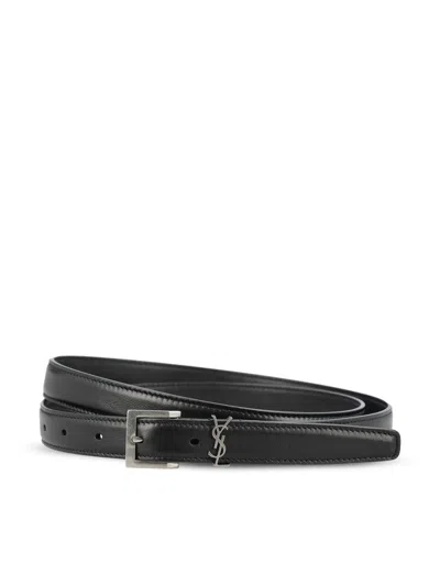 Saint Laurent -style Ysl Leather Belt For Men In Transparent