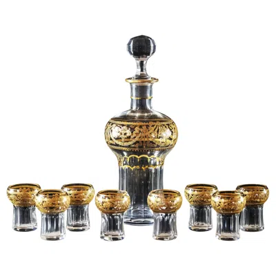 Pre-owned Saint Louis Antique French  Crystal Liqueur Set Model 738 In Brown
