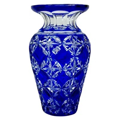 Pre-owned Saint Louis Cobalt Blue Crystal Vase In The Style Of , Engraved, France