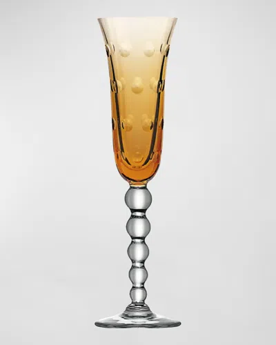 Saint Louis Crystal Bubble Flute, Amber In Yellow