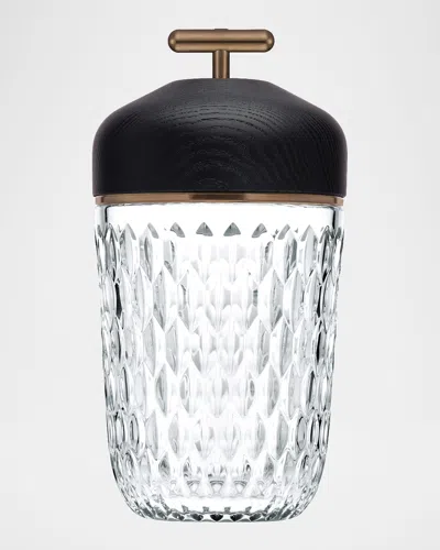 Saint Louis Crystal Folia Portable Crystal Lamp, Black Wood