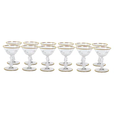 Pre-owned Saint Louis Crystal Gilt Gold Tableware Glassware Service / 12 People In Gray