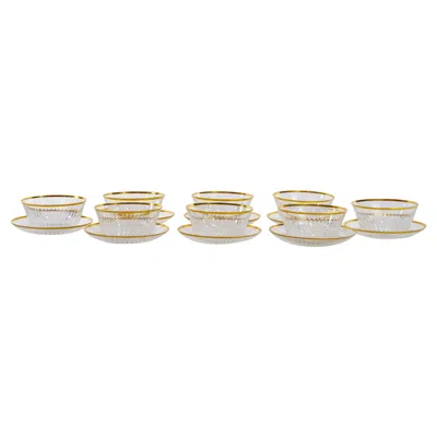 Pre-owned Saint Louis Crystal Gold Trim Tableware Service / 8 People