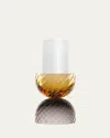 Saint Louis Crystal Les Endiables Large Candlestick In Gray/amber