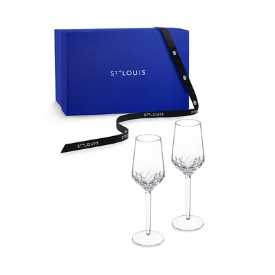 Saint Louis Folia Champagne Flutes, Set Of 2 In Transparent