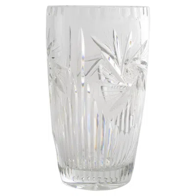 Pre-owned Saint Louis France Geometric Etched Crystal Vase, Circa 1950 In Transparent