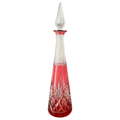 Pre-owned Saint Louis French  Art Deco Pink Overlay Crystal Decanter, 1930 - France