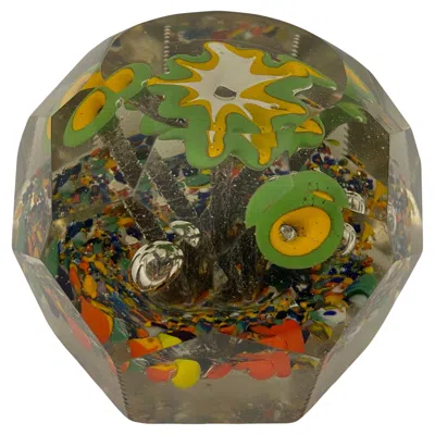 Pre-owned Saint Louis Large Millefiori Paperweight Attrib. To , Scrambled Paperweight In Brown