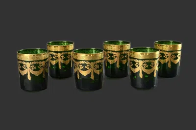 Pre-owned Saint Louis Mid - Century  Style Set Of Six Of Green Colored Glasses