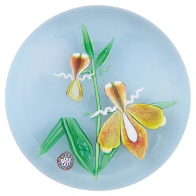 Pre-owned Saint Louis Paperweight Lampwork Flower 1994 In Blue