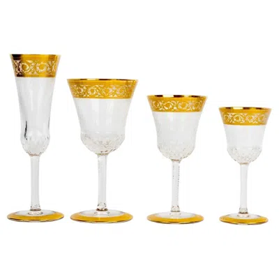 Pre-owned Saint Louis Set Of Glasses & Decanters Thistles Crystal Gold 28 Pieces