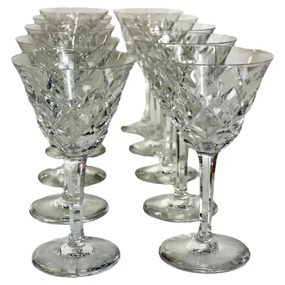 Pre-owned Saint Louis Set Of Ten  'adour' Series Crystal Wine Or Water Glasses In Gray