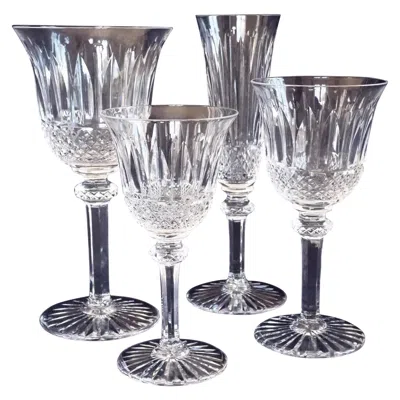 Pre-owned Saint Louis St Louis Crystal Glasses, Tommy Pattern - 4 Pieces - Signed In Gray