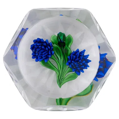 Pre-owned Saint Louis St Louis Paperweight Lampwork Flowers In Gray