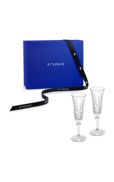 Saint-louis Tommy Set 0f 2 Champagne Flutes In Multi