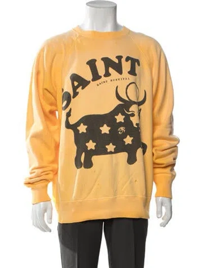 Pre-owned Saint Michael 2023 Graphic Print Sweatshirt W/ Tags In Yellow