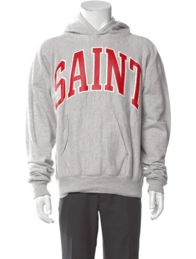 Pre-owned Saint Michael Arch Logo Graphic Print Hoodie In Gray