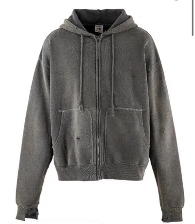 Pre-owned Saint Michael Distressed Zip Up In Gray