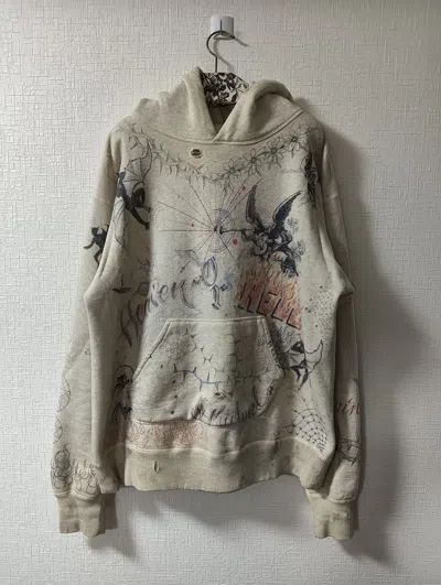 Pre-owned Saint Michael Dr Woo Heaven Or Hell Hoodie In White