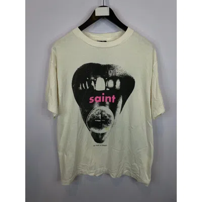 Pre-owned Saint Michael Drug Tee White Pink Used Large