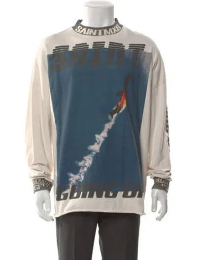 Pre-owned Saint Michael Going Up Graphic Print T-shirt In Blue