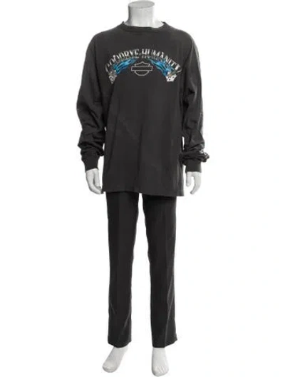 Pre-owned Saint Michael Goodbye Humanity Graphic Print Henley In Gray