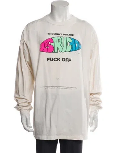 Pre-owned Saint Michael Graphic Print Crew Neck Henley W/ Tags In White