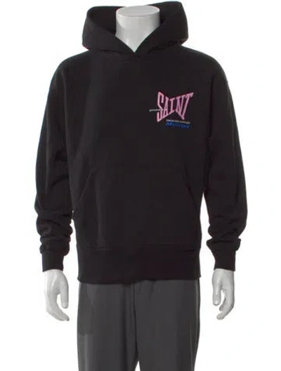 Pre-owned Saint Michael Graphic Print Crew Neck Hoodie In Black