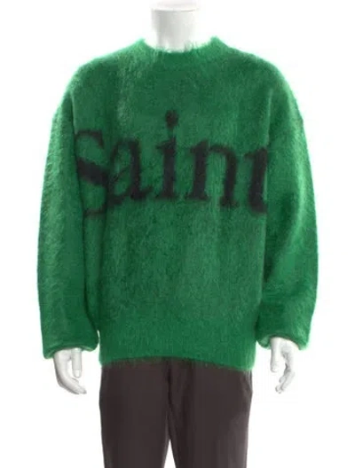 Pre-owned Saint Michael Graphic Print Crew Neck Pullover In Green
